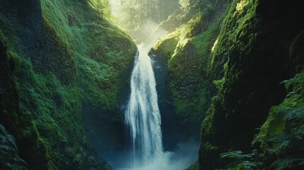 Waterfall in a Lush Forest