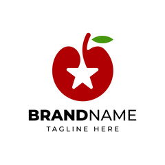 Red Cherry Fruit and Star Logo Design
