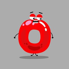 Cartoon alphabet font O ,cute funny character for kids ,O vector image. Happy smiling alphabet with face .