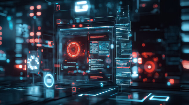 Futuristic digital tunnel with glowing light spots, perfect for tech concept design - Powered by Adobe