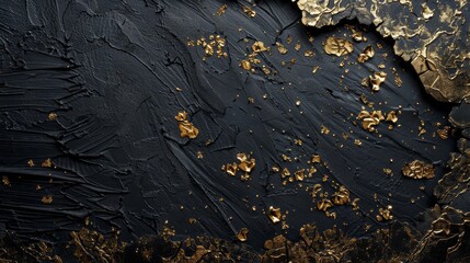 A close up of a gold paint on black and blue background