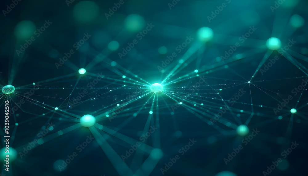 Wall mural abstract waveform of digital blue particles representing data flow and connectivity in futuristic ne