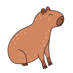 Capybara sitting vector flat illustration