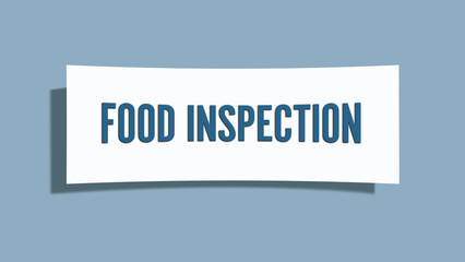 Food inspection. A card isolated on blue background.