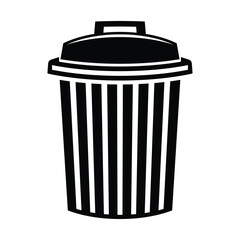 Simple Black Trash Can Icon for Clean Design