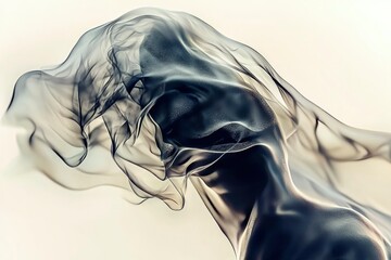 Naklejka premium A Person Partially Covered by a Flowing Black Fabric