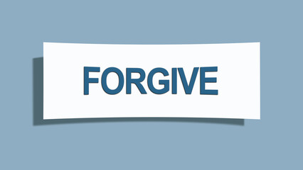 forgive. A card isolated on blue background.