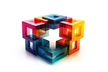 Obraz premium Illustration of colorful impossible design element on white background, Generative AI image. 