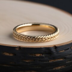 Wedding rings on a wooden background. Close-up.