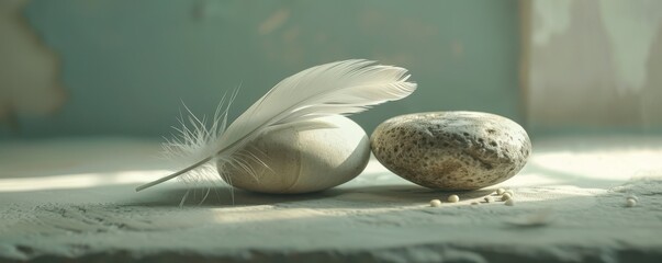 Smooth zen stones creating a tranquil and balanced atmosphere with soft reflections. Free copy space for text.