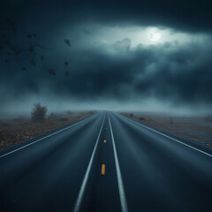 Driving Down a Night Road Loop Road to the Moon Empty road Runway