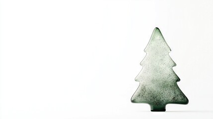 Fototapeta premium A green glass Christmas tree sits atop a white table alongside a bottle of wine and an opener