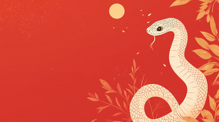 Fototapeta premium Banner illustration 2025 new year Chinese with snake and place for text