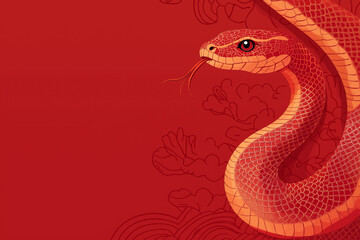 Fototapeta premium Banner illustration 2025 new year Chinese with snake and place for text