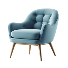 Naklejka premium Blue upholstered armchair on a white background