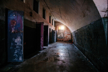 Old dark creepy abandoned prison castle