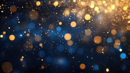 Obraz premium Blue and gold Abstract background and bokeh on New Year's Eve. AI generativ.