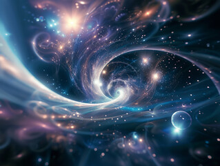 Obraz premium Vibrant swirling galaxy with stars