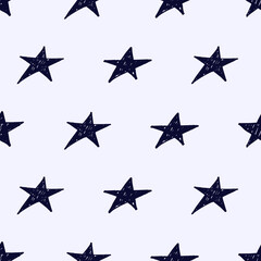 Hand drawn star seamless pattern. Stars with grande texture.