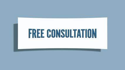 free consultation. A card isolated on blue background.
