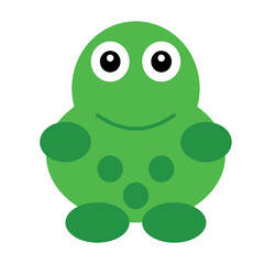 Green vector illustration of a beautiful adult young frog isolated on a white background