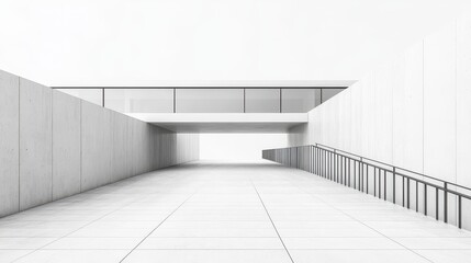 Obraz premium A sleek architectural mockup of a skywalk, perfect for presentations and promotional use, set against a minimalist white backdrop.