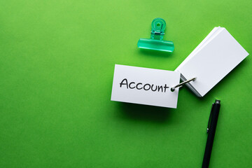 There is word card with the word Account. It is as an eye-catching image.