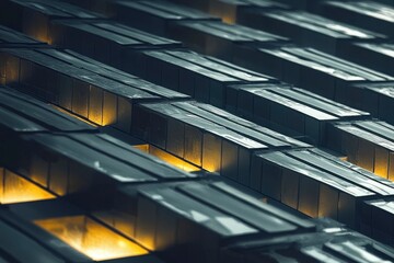 Obraz premium Abstract Pattern of Interlocking Gray and Yellow Rectangles