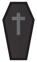 Obraz premium Simple Coffin with cross symbols isolated on white background.