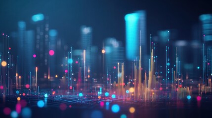 Abstract Cityscape with Neon Lights