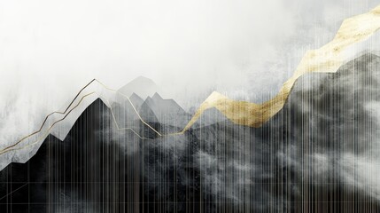 A dynamic business graph showing growth trends, with grey lines representing past performance and a single gold line rising sharply, emphasizing future success