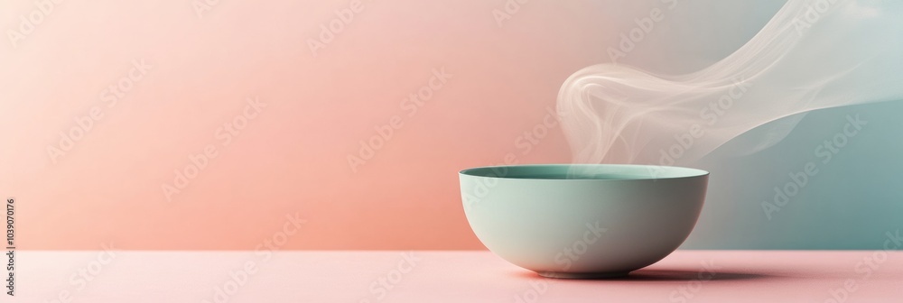 Poster a delicate tea cup emits smooth, curling steam, creating a calming atmosphere perfect for relaxation