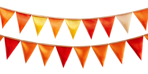 orange and red party flags for decoration and covering isolated on white background as transparent. PNG. AI GENERATED