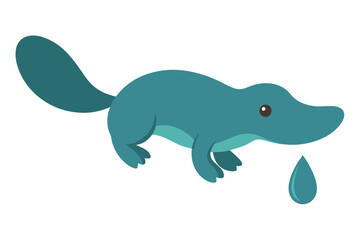  Cute platypus duck billed animal vector art illustration
