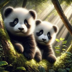 Obraz premium Panda im Wald