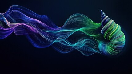 Naklejka premium Multicolored wave illuminates black backdrop with centerpiece bulb