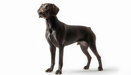 Fototapeta premium Alert Hunting Dog on White Background