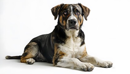 Working Dog Sitting with Focused Expression