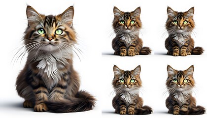 set of cats isolated