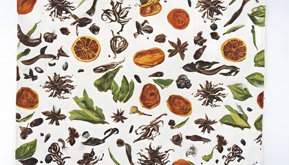 Tea Towel with Spice Pattern