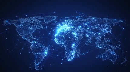 Fototapeta premium Global Network of Connected Cities and Countries