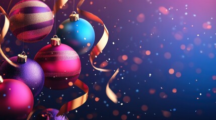 Festive Ornaments with Sparkling Lights in a Joyful Christmas Holiday Night Atmosphere