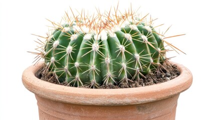 Closeup of a Cactus in a Clay Pot