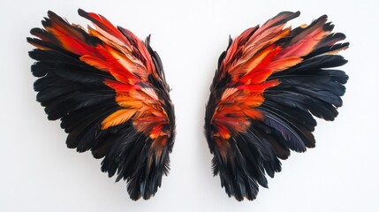 Fototapeta premium Vibrant Bird Wings Isolated on White Background