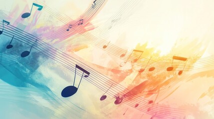 Watercolor Music Notes Abstract