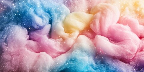 Fototapeta premium Swirling, Colorful Cotton Candy Creation Mimicking the Appearance of a Nebula
