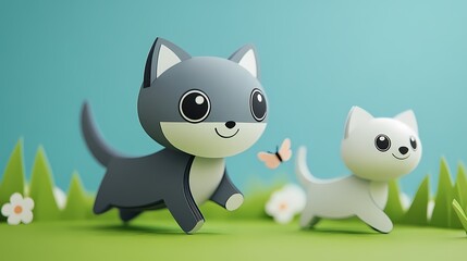 Fototapeta premium Adorable Kitten in Paper Kraft Design