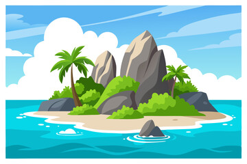 Beautiful Seychelles  islands with famous granite vector art illustration © Jhanto
