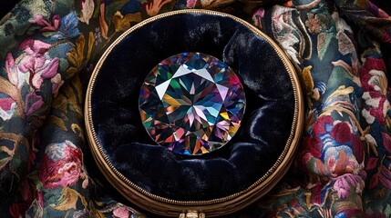 Brilliant Gemstone on Luxurious Fabric Background