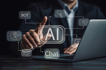  Professional enhancing communication strategies using AI-driven chatbots; a conceptual representation of integrating artificial intelligence in customer interactions.